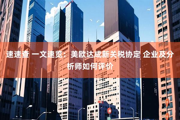 速速查 一文速览：美欧达成新关税协定 企业及分析师如何评价