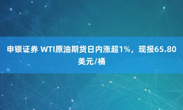 申银证券 WTI原油期货日内涨超1%，现报65.80美元/桶